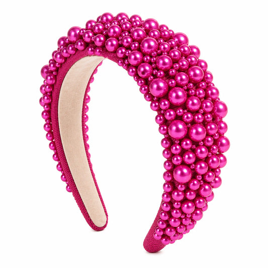 Blaire Hot Pink Pearl Beaded Headband