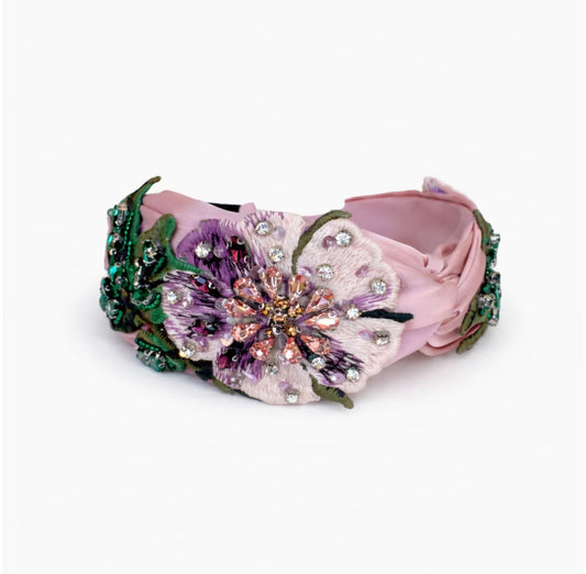 Heather Statement Headband, Pink Satin