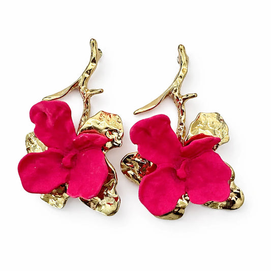 Rachel Pink Drop Flower Earrings