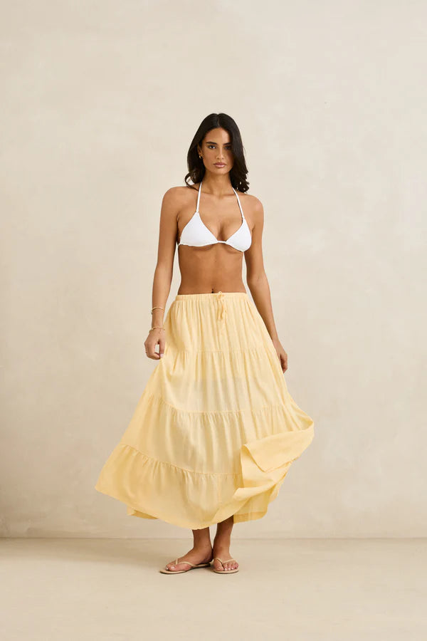 Classic Tiered Maxi Skirt Butter