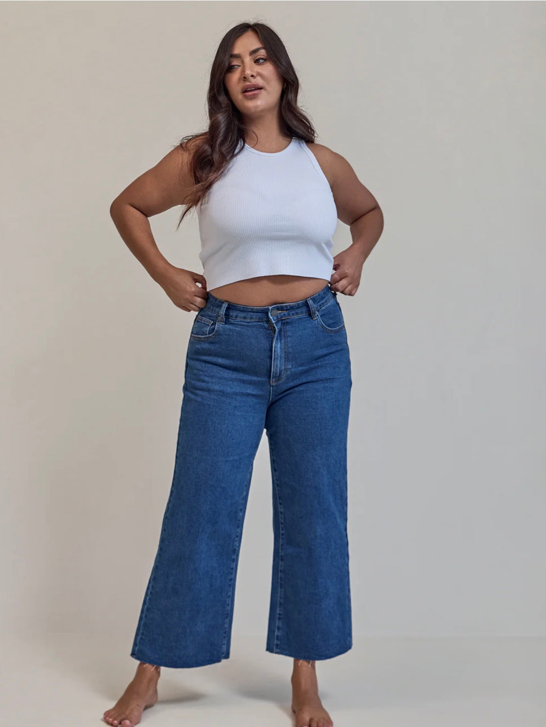 CHARLIE HIGH RISE WIDE LEG JEAN MID BLUE