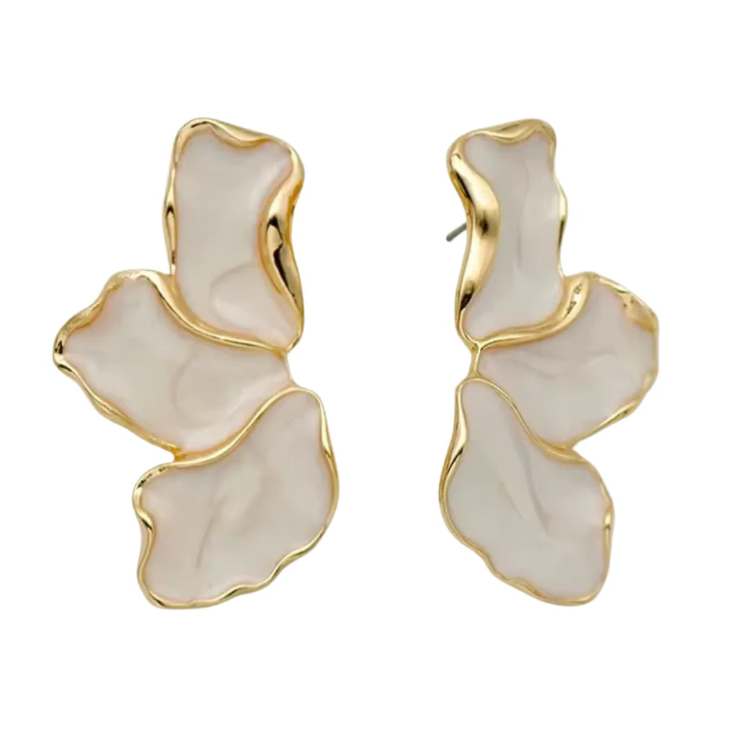 Forest White Enamel Stud Earrings
