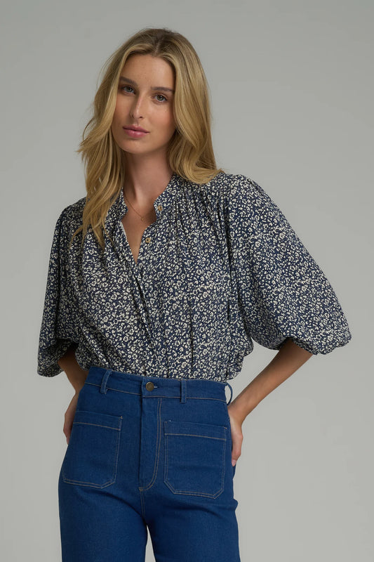 NEWPORT TOP - HAMPSTEAD FLORAL NAVY/IVORY