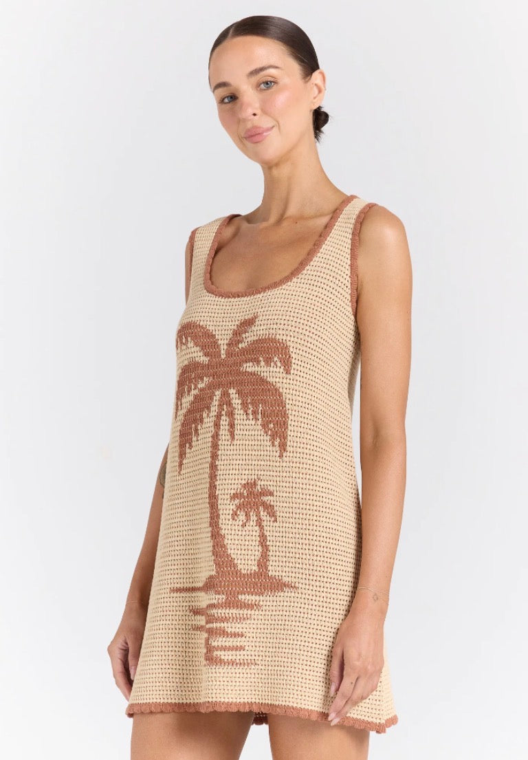 Palm Beach U Crochet Knit Dress - Sand