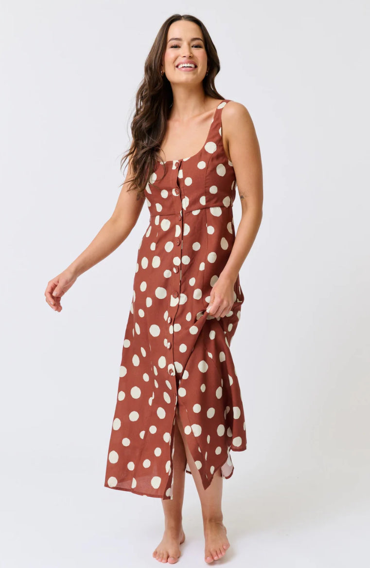 Constance Midi Dress - Rust Spot