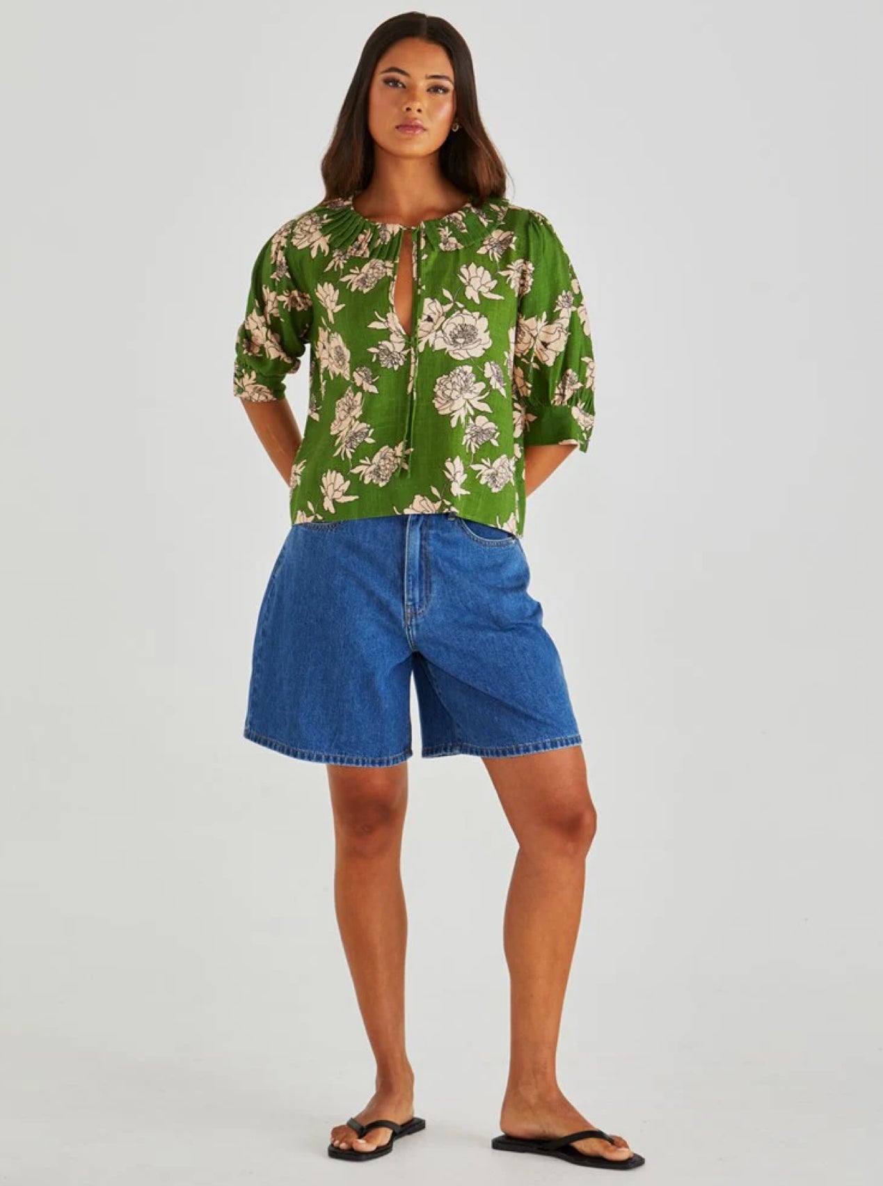 ANTONIE PLEATED BLOUSE - MOONFLOWER
