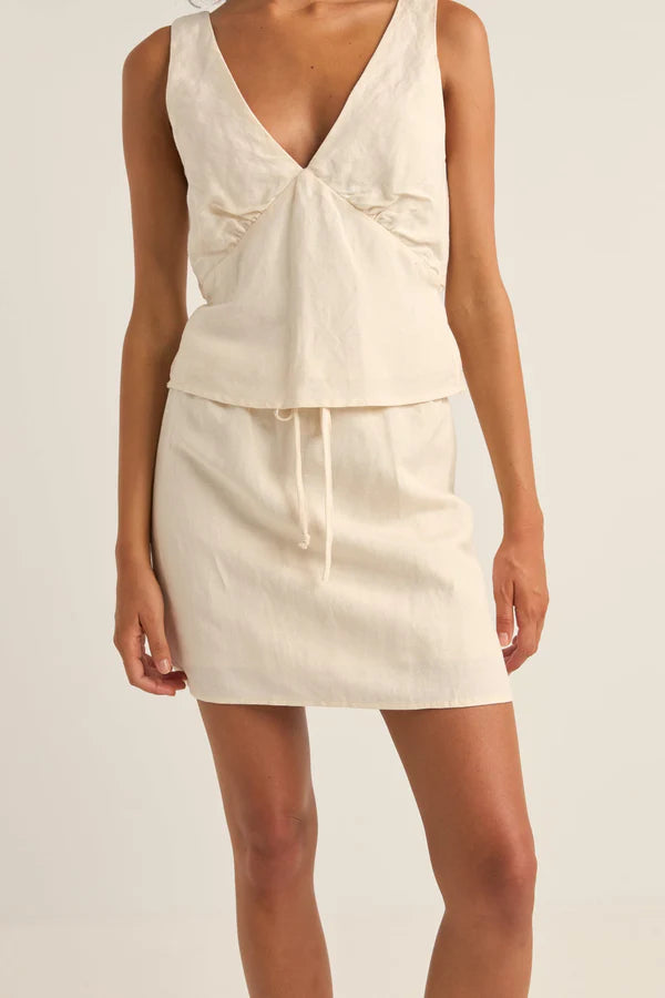 Lenny Drawcord Skirt - Cream