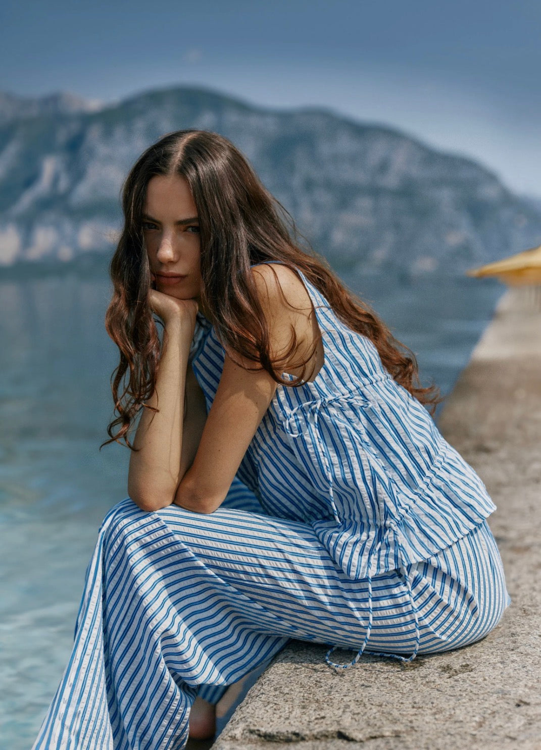 Aziza Pant - Blue/White Stripe