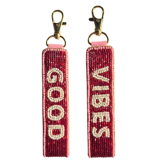 BEADED KEYCHAIN GOOD VIBES