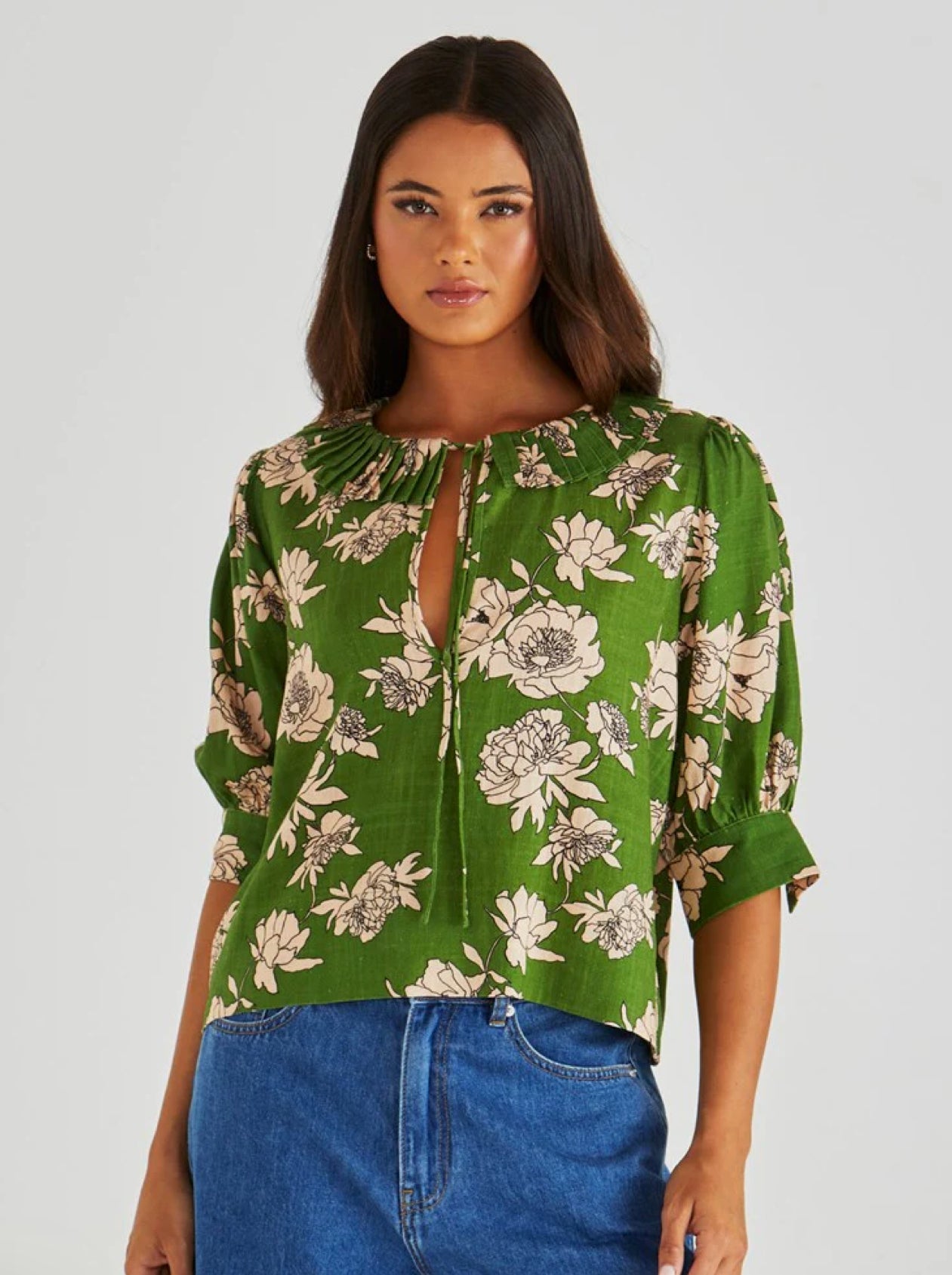 ANTONIE PLEATED BLOUSE - MOONFLOWER