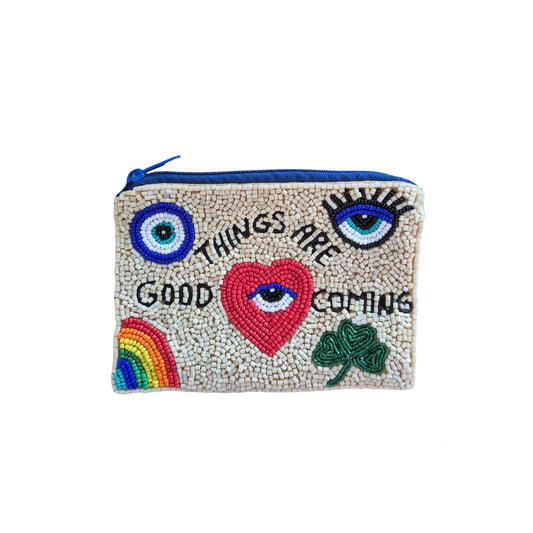 BEADED POUCH - GOOD THINGS ARE COMING
