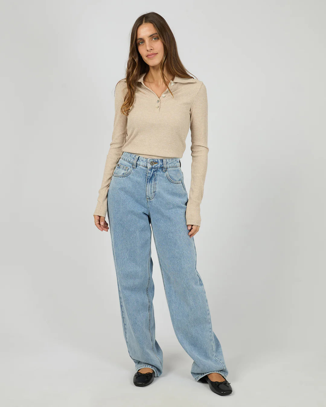 ARIA KNIT LONG SLEEVE TOP OAT