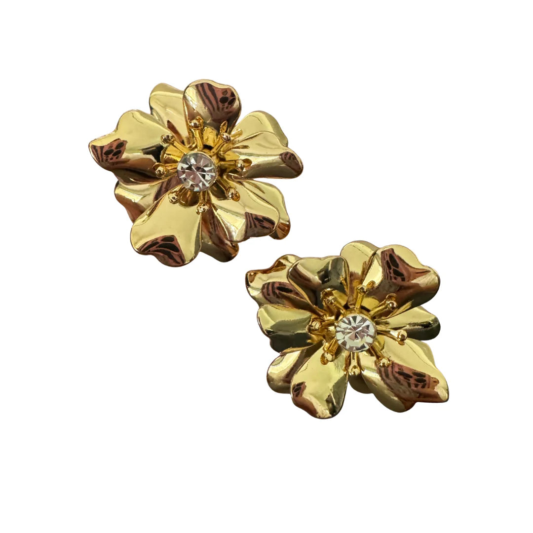 Amber Gold Floral Studs
