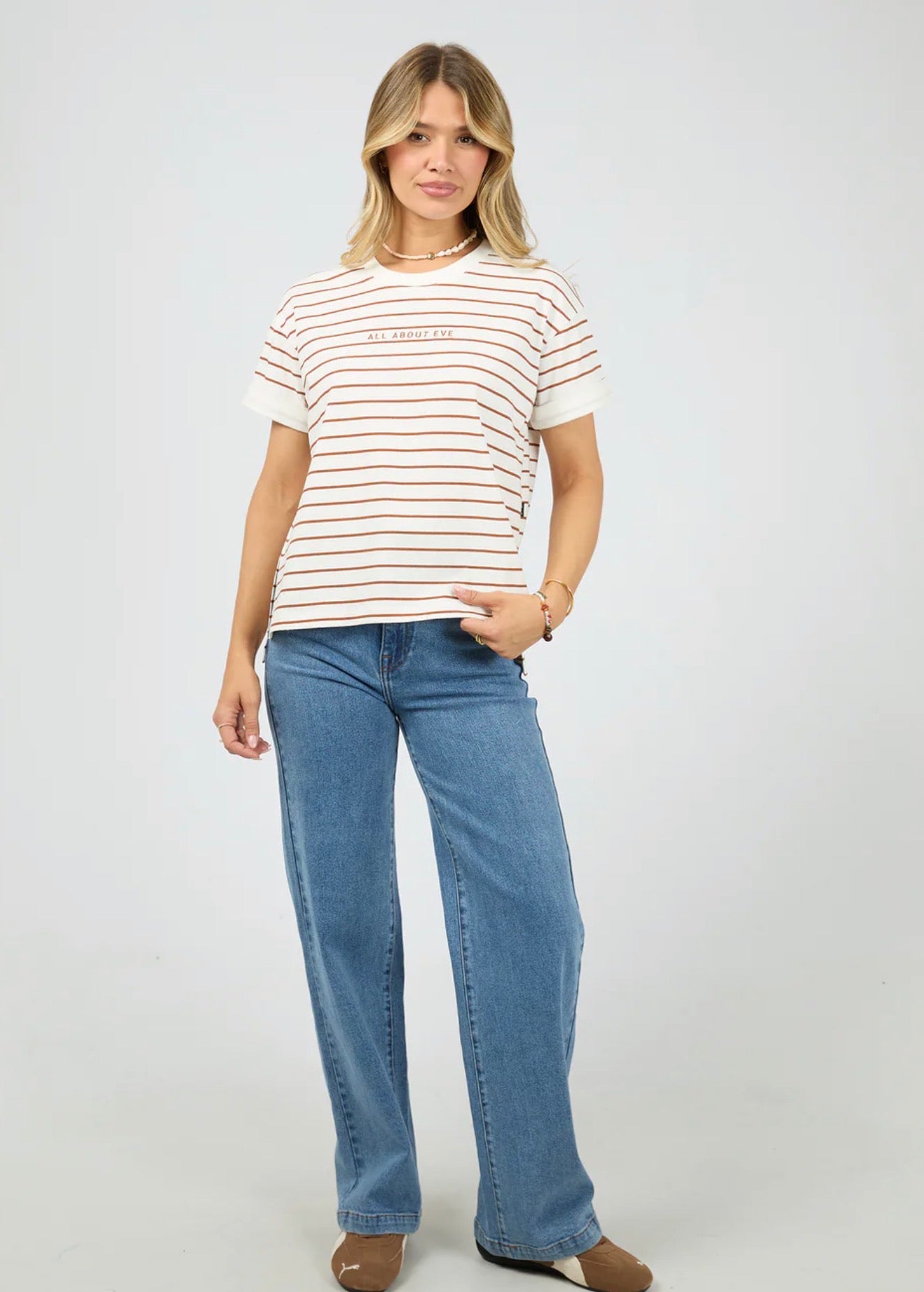 AAE WASHED STRIPE TEE CINNAMON