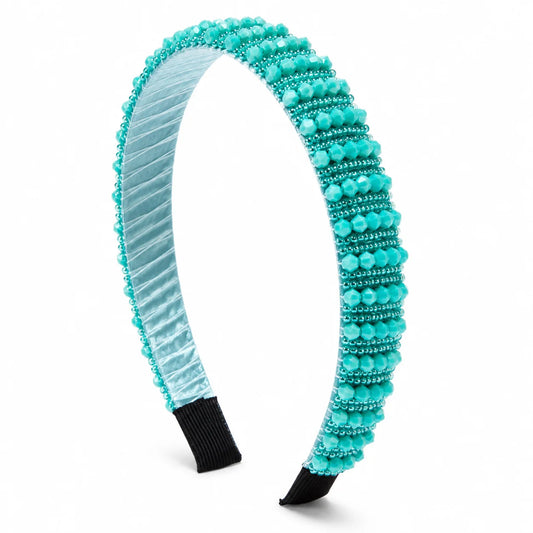 Nova Embellished Thin Crystal Headband - Turquoise