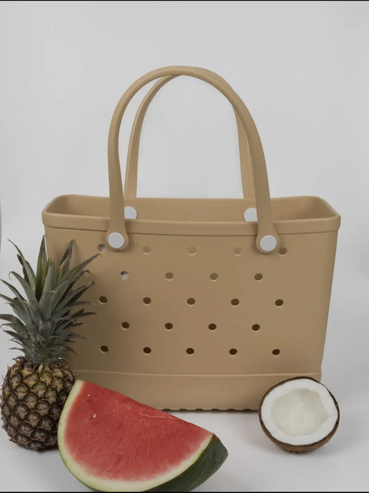 ALOHA VEGAN TOTE BAG - BEIGE - LARGE