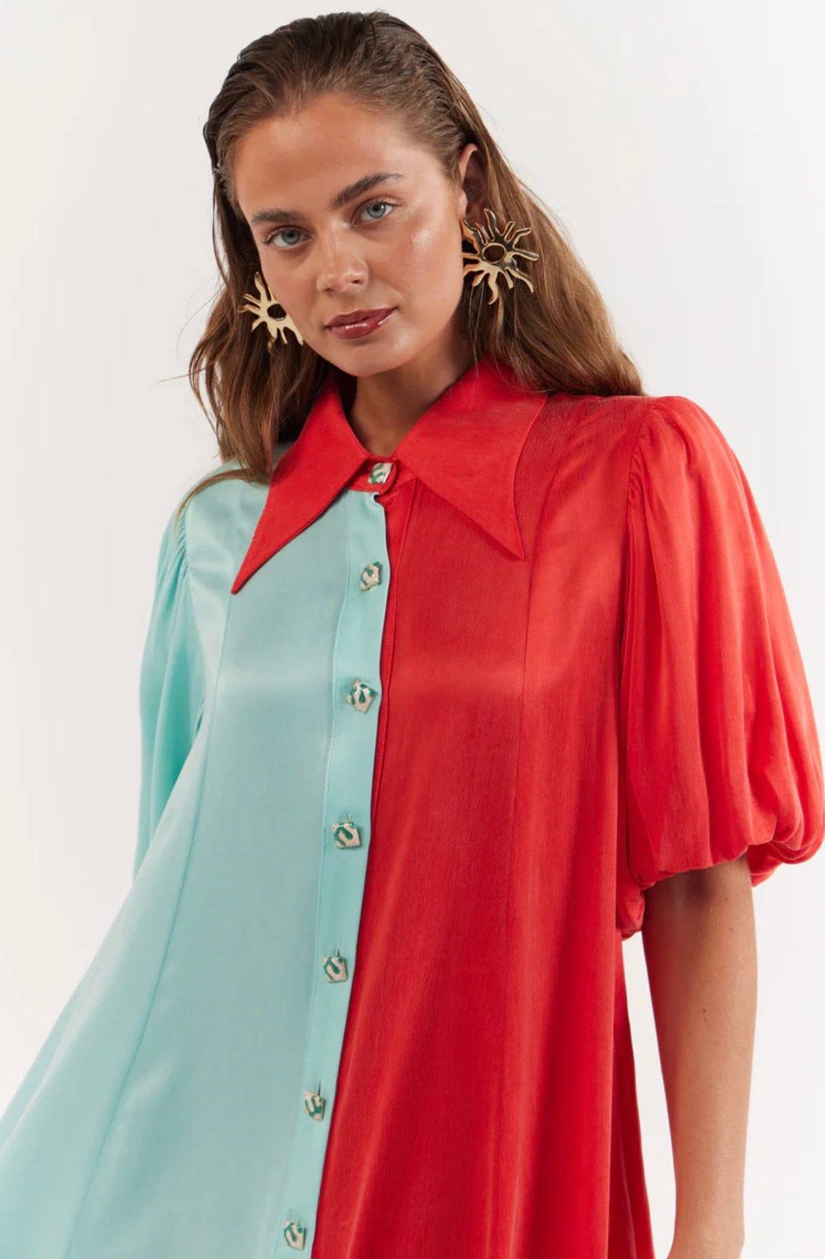 Peyton Midi Dress Tangerine Aqua