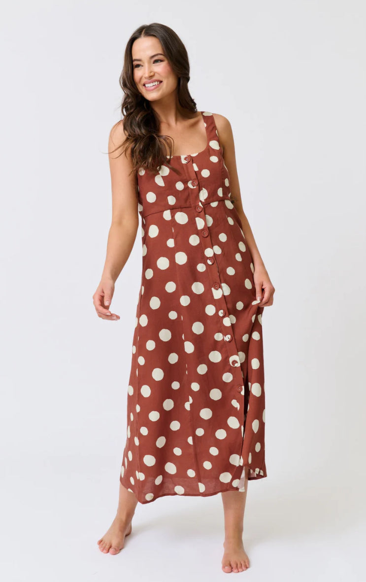 Constance Midi Dress - Rust Spot