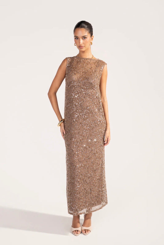 Golden Sequin dress-Chocolate