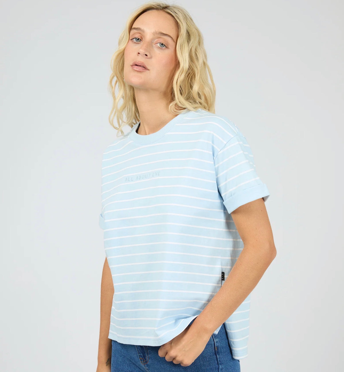 AAE WASHED STRIPE TEE OCEAN BLUE