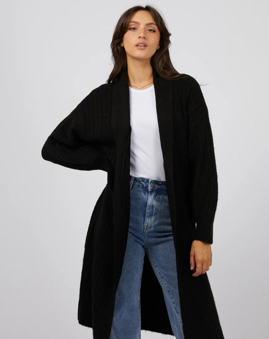 SERENA LONG LINE CARDI BLACK