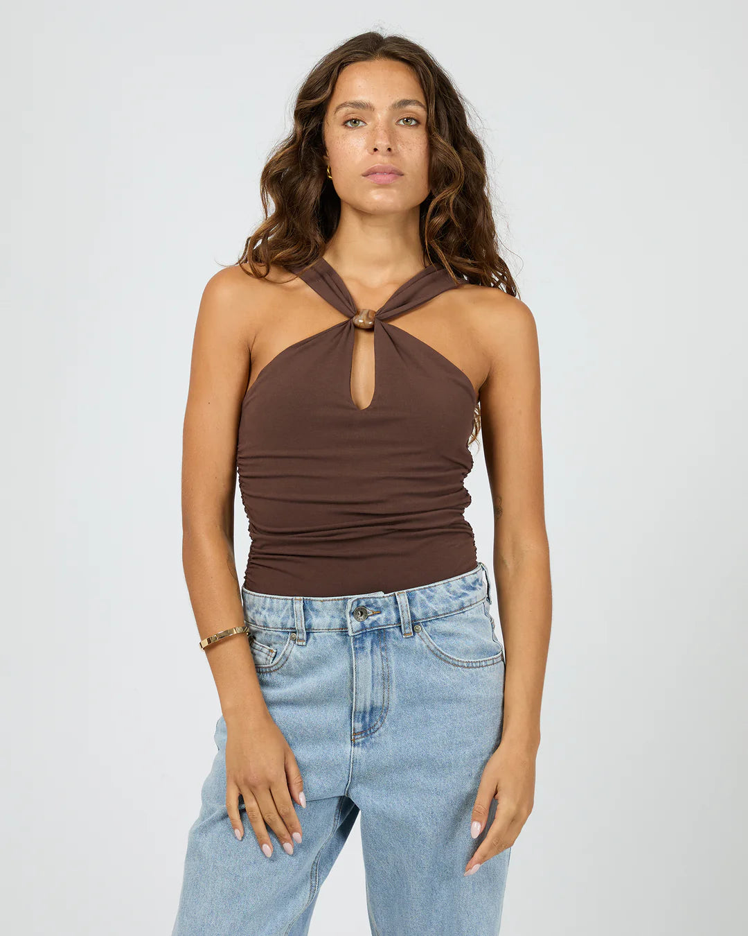ATLAS HALTER BODYSUIT CHOCOLATE