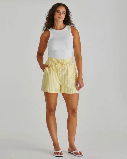 ZANE SHORT - YELLOW WHITE STRIPE