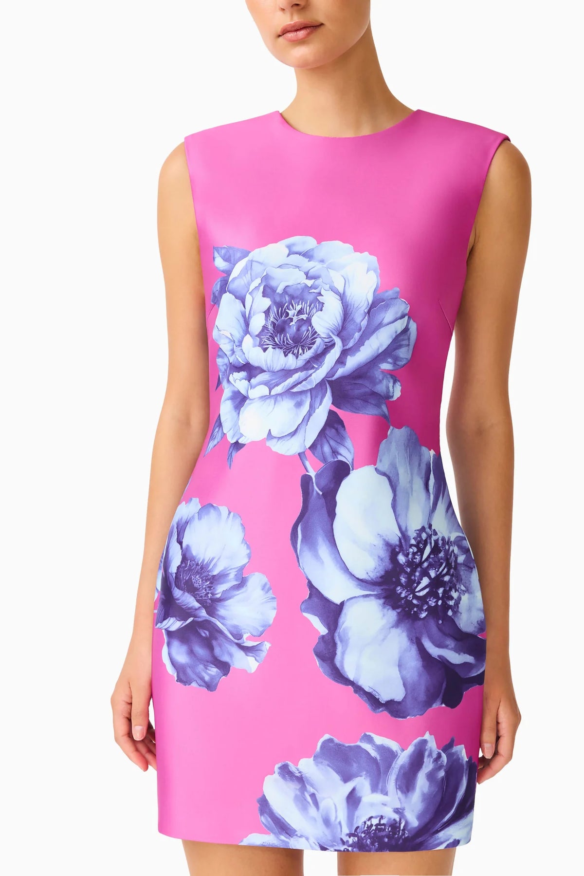Sybella Shift Mini Dress in Pink & Blue Floral