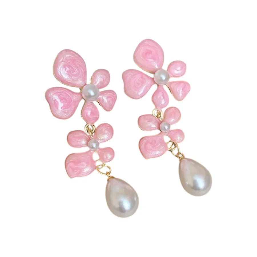 Gabby Pink Floral Statement Earrings