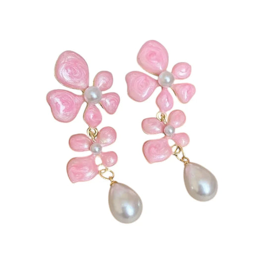 Gabby Pink Floral Statement Earrings
