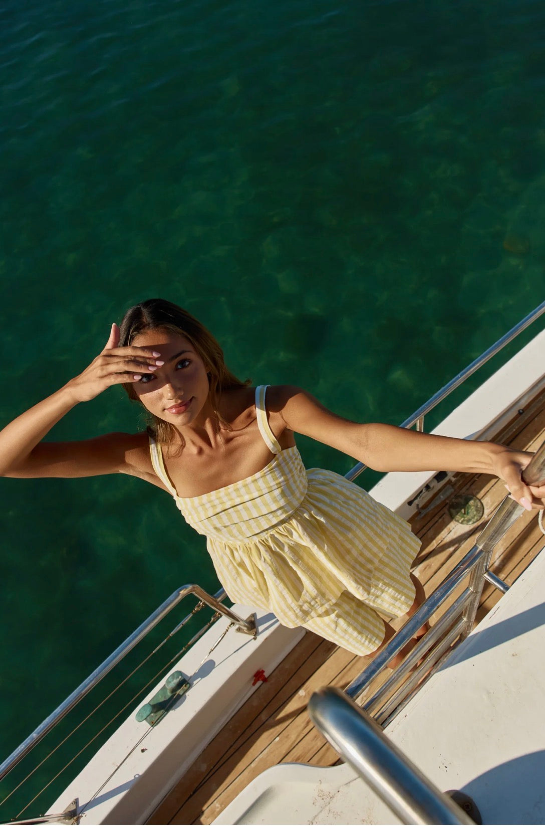 ZANE EMPIRE TOP - YELLOW WHITE STRIPE