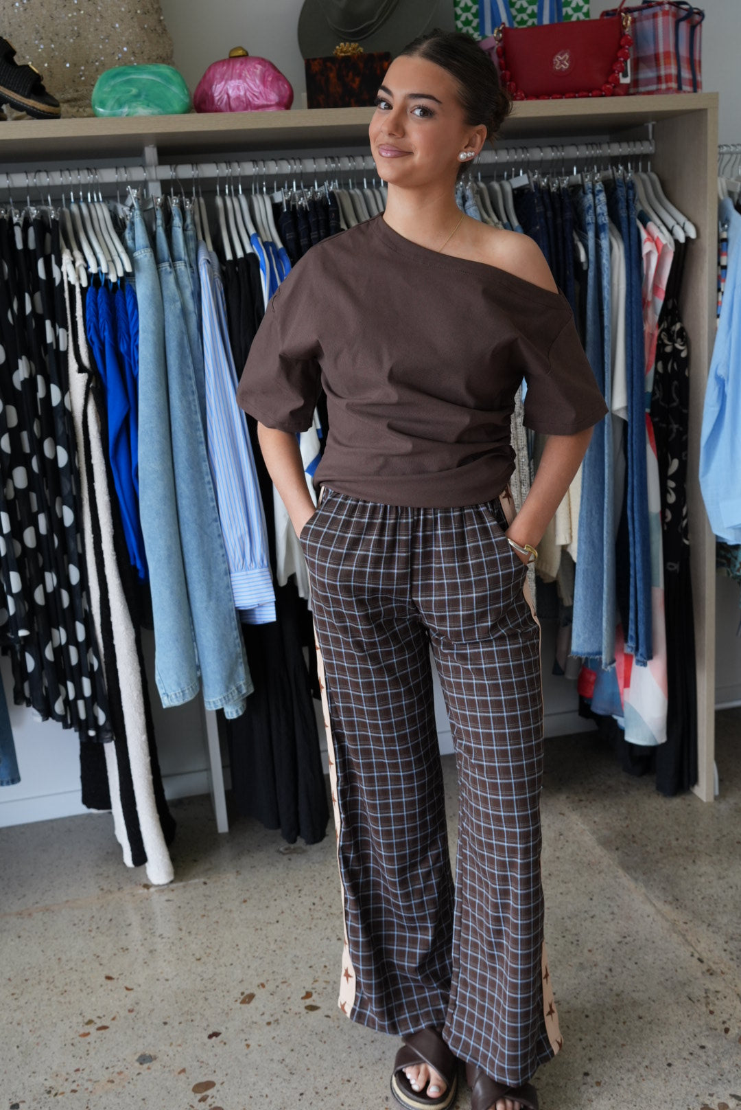 Espresso Check Pants