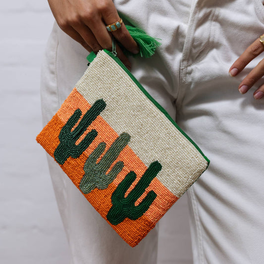 BEADED CACTUS SUNSET PURSE