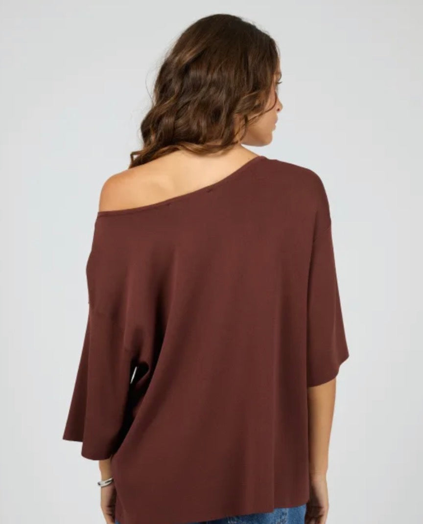 OLLIE OFF SHOULDER KNIT TOP - Cherry