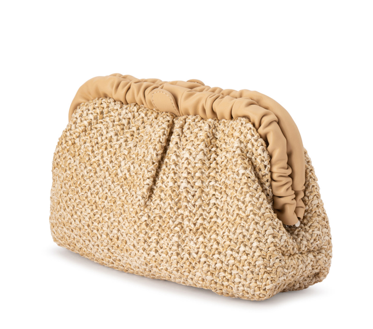 AMALIA PLEATED WOVEN CLUTCH - Natural