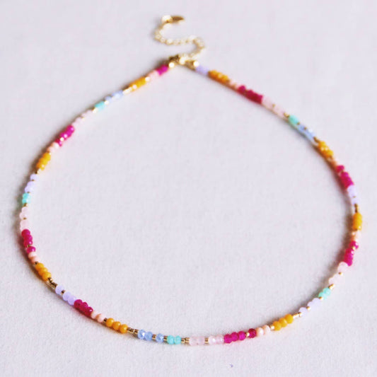 Faceted necklace - orange/mint/fuchsia/lilac
