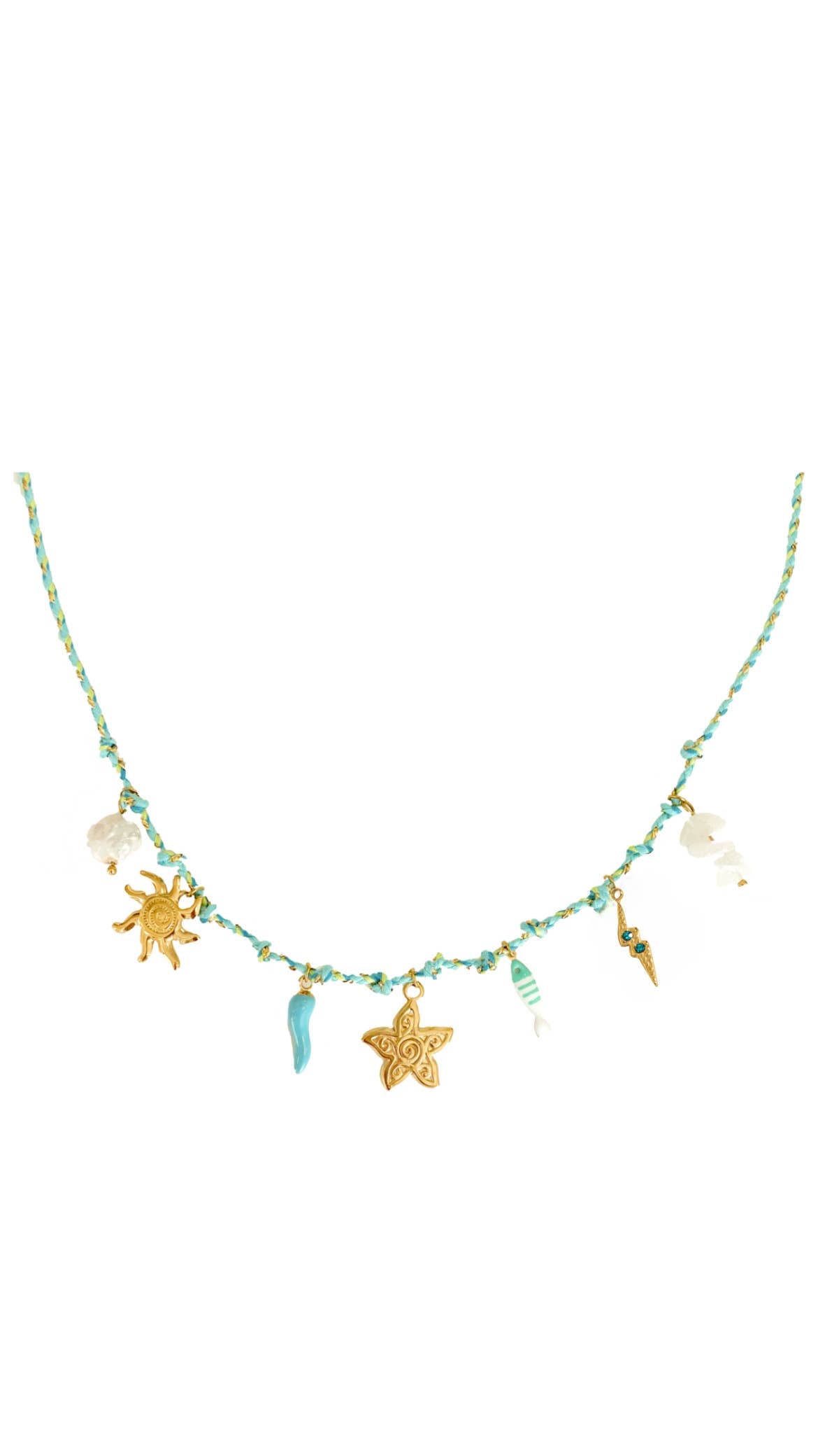 Blue Starfish Ocean Rope Necklace 