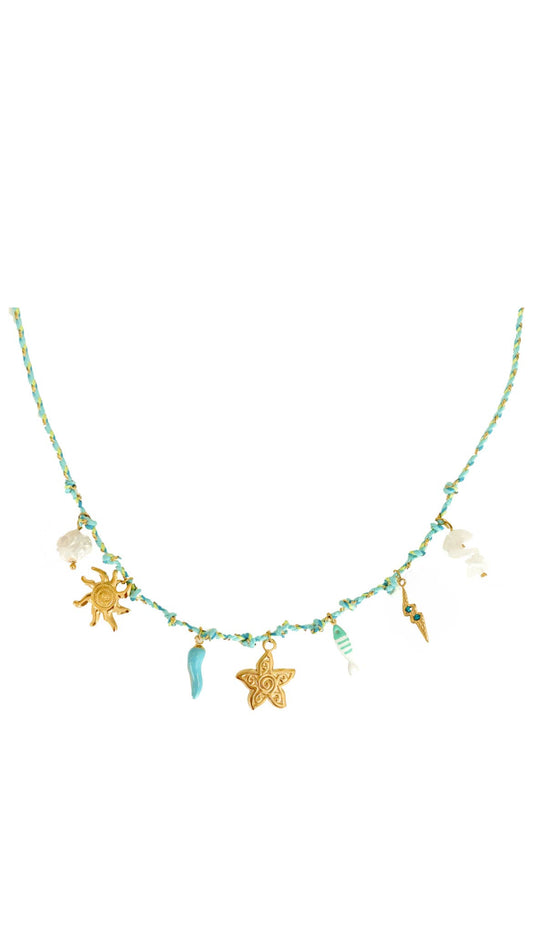 Blue Starfish Ocean Rope Necklace 