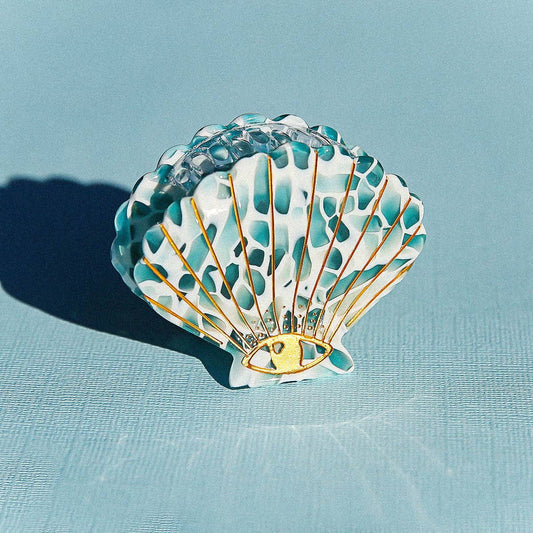 Teal Terrazzo Shell Clip