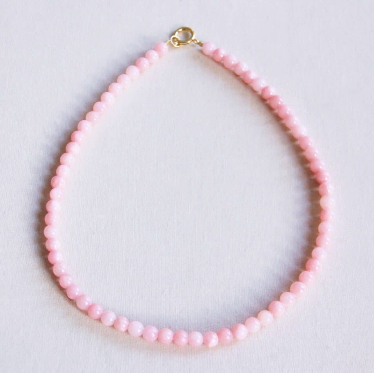 Natural stone bead necklace 'SMALL' - light pink