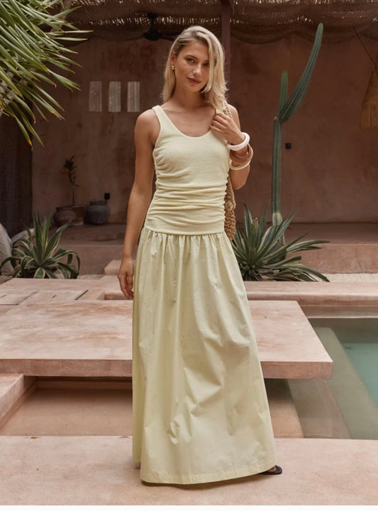 Harris Ruched Dress - Lemon